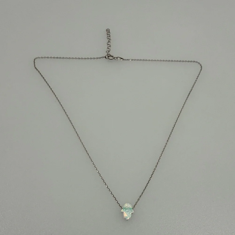 925 sterling silver Opal Necklace in Silver